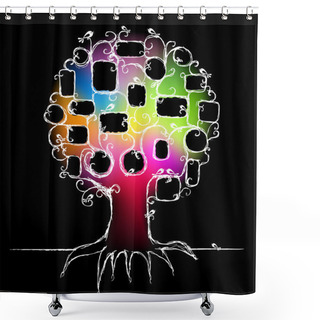 Personality  Design Of Family Tree, Insert Photos Shower Curtains