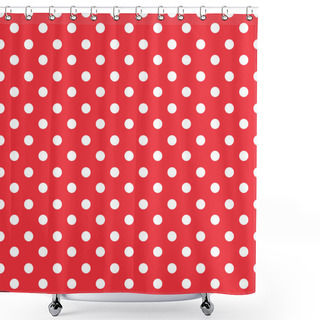 Personality  Red Background Polka Fabric With White Dots Seamless Pattern Shower Curtains