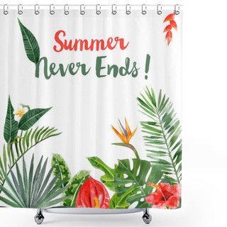 Personality  Background With Watercolor Tropical Plants Shower Curtains