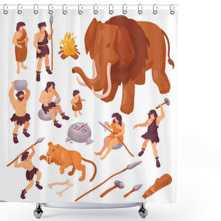 Personality  Primitive People Isometric Set Shower Curtains