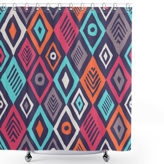 Personality  Abstract Grunge Rhombus Seamless Vector Pattern Shower Curtains