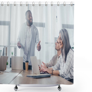 Personality  African American Businessman Talking With Colleagues During Meeting In Creative Agency   Shower Curtains