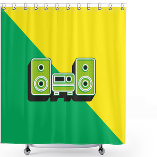 Personality  Audio Equipment Green And Yellow Modern 3d Vector Icon Logo Shower Curtains