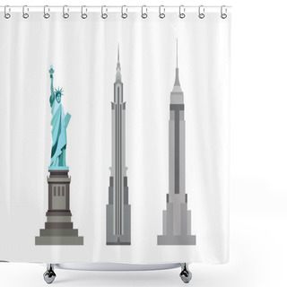 Personality  American Skyscrapers And Statue Of Liberty Shower Curtains