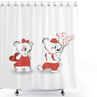 Personality  Bears In Love Shower Curtains