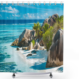 Personality  Beautiful Beach Of Seychelles Shower Curtains
