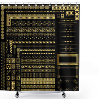 Personality  Gold Border Elements Shower Curtains