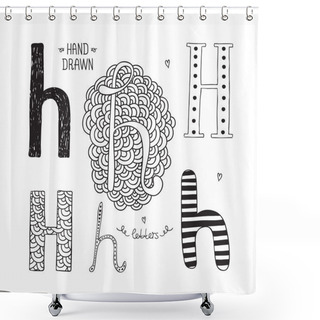 Personality  Vector Hand Drawn Alphabet Shower Curtains