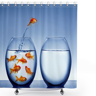 Personality  Goldfish Jumping Out Of The Water Shower Curtains