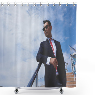 Personality  Young Successful Entrepreneur Smoking A Cigarette Shower Curtains