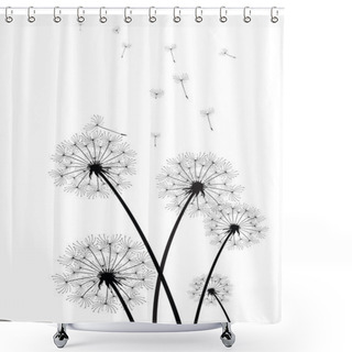 Personality  Black And White Dandelions Vector Shower Curtains