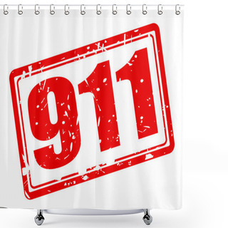 Personality  911 Red Stamp Text  Shower Curtains
