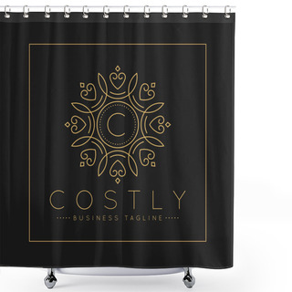 Personality  Letter A Logo With Classic And Luxurious Line Art Ornament Style Vector Shower Curtains