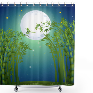 Personality  A Bamboo Forest Under The Bright Fullmoon Shower Curtains