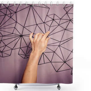 Personality  Young Woman Hanging A Piece Of Art On Her Wall Shower Curtains