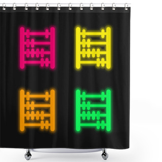 Personality  Abacus Four Color Glowing Neon Vector Icon Shower Curtains