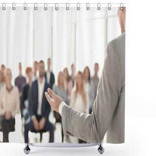 Personality  Image Of A Speaker Giving A Lecture At A Business Seminar Shower Curtains