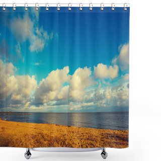 Personality  Deserted Sea Coast Shower Curtains