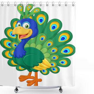 Personality  Cartoon Beautiful Peacock Isolated On White Background Shower Curtains