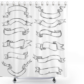 Personality  Vector Set Of Sketch Ribbons Shower Curtains