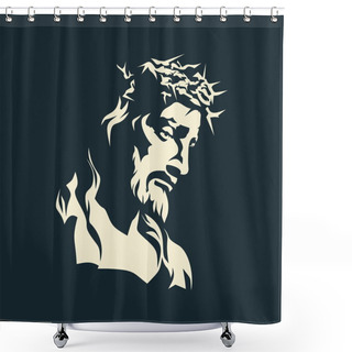 Personality  Jesus. Crown Of Thorns. Hand Drawn. Shower Curtains