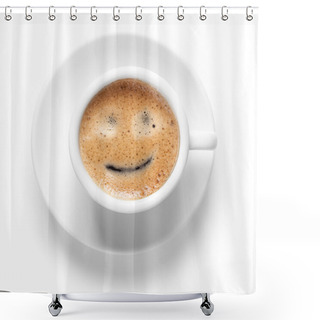 Personality  Espresso Cup With Smile Shower Curtains