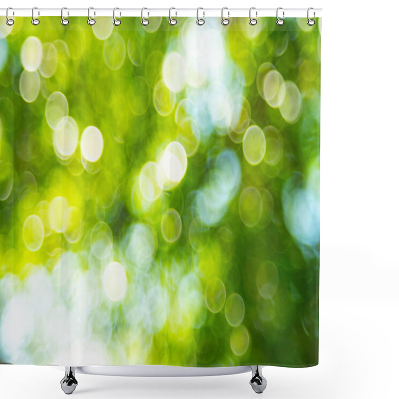 Personality  Green Bokeh Out Of Focus Background From Nature Shower Curtains