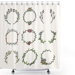 Personality  Floral Wreath Set Shower Curtains