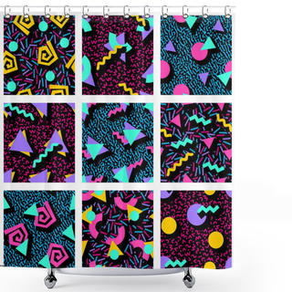 Personality  Set Of Vibrant Geometric Patterns Shower Curtains