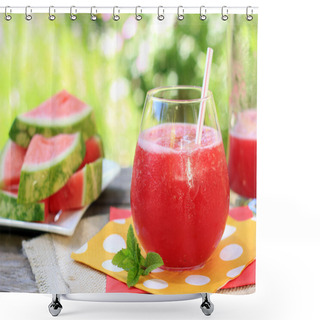 Personality  Watermelon Drink With Straw Shower Curtains