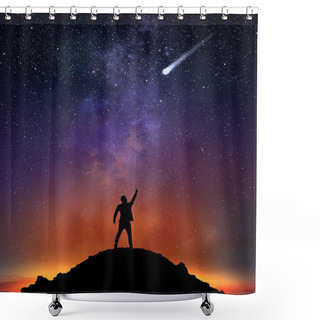 Personality  Businessman Indicating A Falling Star Shower Curtains