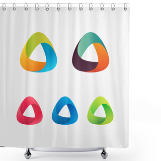 Personality  Triangle Abstract Logo Set. Elements For Business And Icons. Shower Curtains