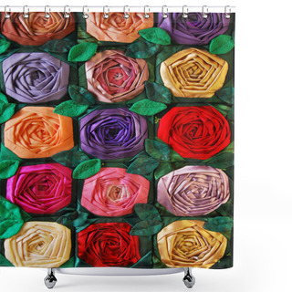 Personality  Patchwork Quilt With Flowers Shower Curtains