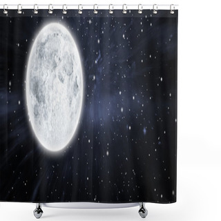Personality  Full Moon Against Outer Space Shower Curtains