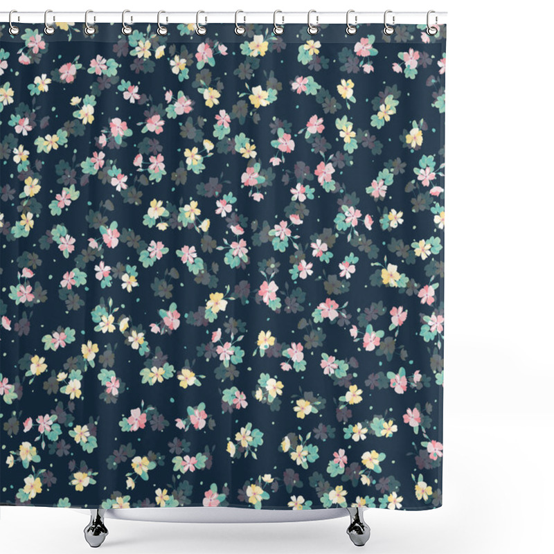 Personality  Complex Multi-layered Floral Pattern In Small Flowers Of Dogroses. Trendy Millefleurs. Elegant Template For Fashion Prints. Shower Curtains