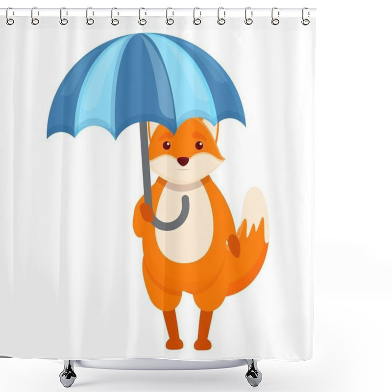 Personality  Fox Rain Umbrella Icon, Cartoon Style Shower Curtains