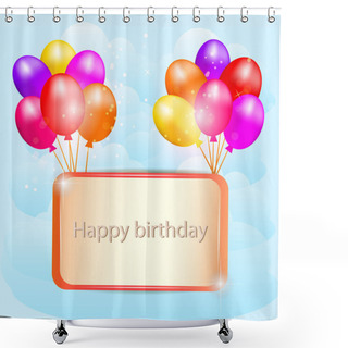 Personality  Illustration For Happy Birthday Card With Balloons. Vector. Shower Curtains