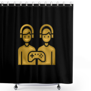 Personality  Battle Gold Plated Metalic Icon Or Logo Vector Shower Curtains