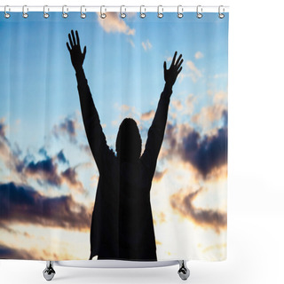 Personality  Happy Man Silhouette Shower Curtains