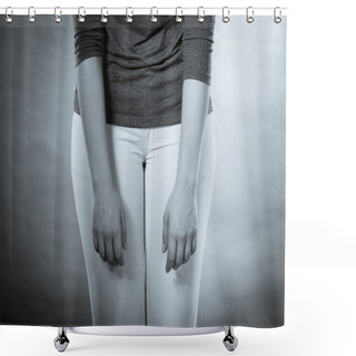 Personality  Part Body Woman In Resigned Pose. Shower Curtains
