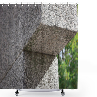 Personality  Partial View Of Memorial Tombstone In Shape Of Cross At Graveyard Shower Curtains