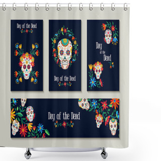 Personality  Day Of The Dead Template Set For Cards Or Label Shower Curtains