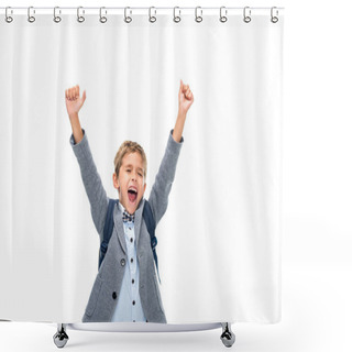 Personality  Schoolboy Celebrating Victory Shower Curtains