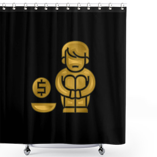 Personality  Alms Gold Plated Metalic Icon Or Logo Vector Shower Curtains