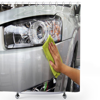 Personality  Hand With A Wipe The Car Polishing Car Wash Shower Curtains