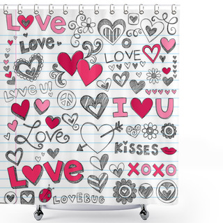 Personality  Valentine's Day Love And Hearts Sketchy Doodles Set Shower Curtains