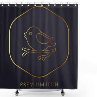 Personality  Bird On Branch Golden Line Premium Logo Or Icon Shower Curtains