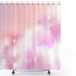 Personality  Ethereal Background Of Pink Clouds And Stars Shower Curtains