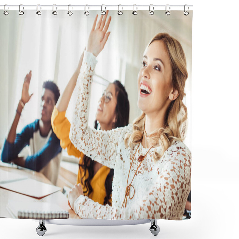 Personality  Students Raising Hands In Class Shower Curtains