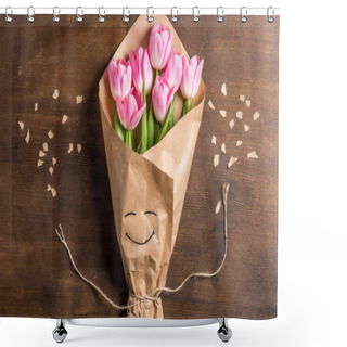 Personality  Pink Tulips Bouquet  Shower Curtains